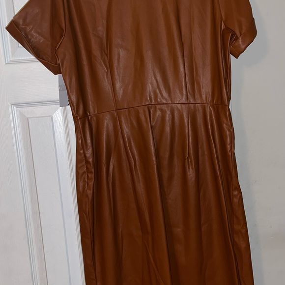 NWT, Nine West Brown Faux Leather Dress, Size Large - Picture 7 of 8